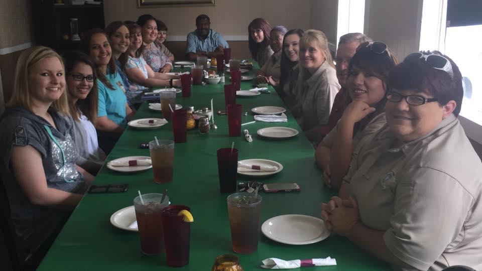The N.C.S.O. Communications Division, Chief Deputy Steward and Sheriff Tanner having lunch together with our Telecommunicators at Italian Village restaurant