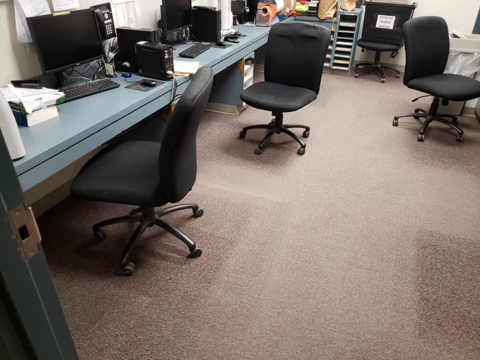 interior of sheriff's office with old carpet