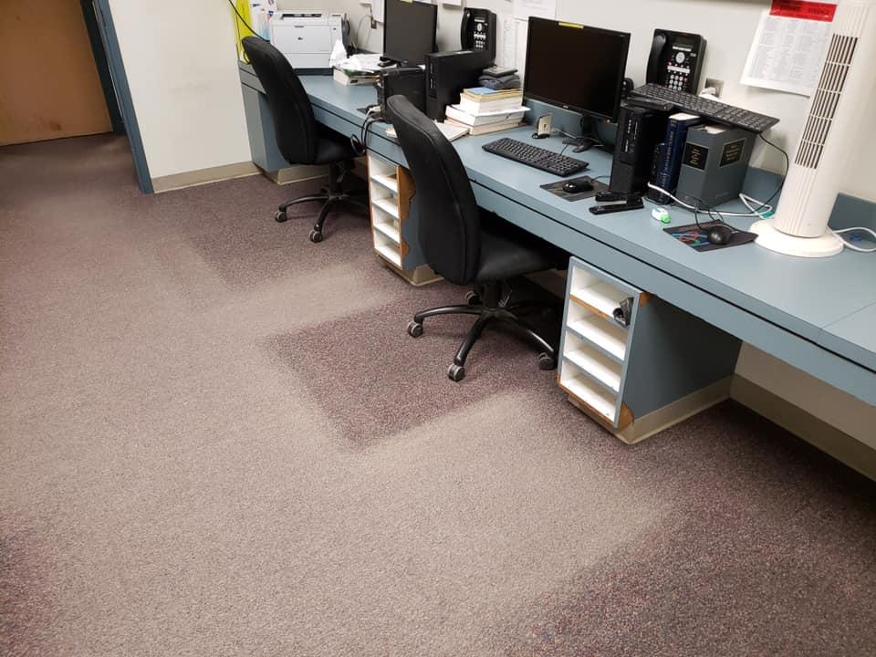 interior of sheriff's office with old carpet