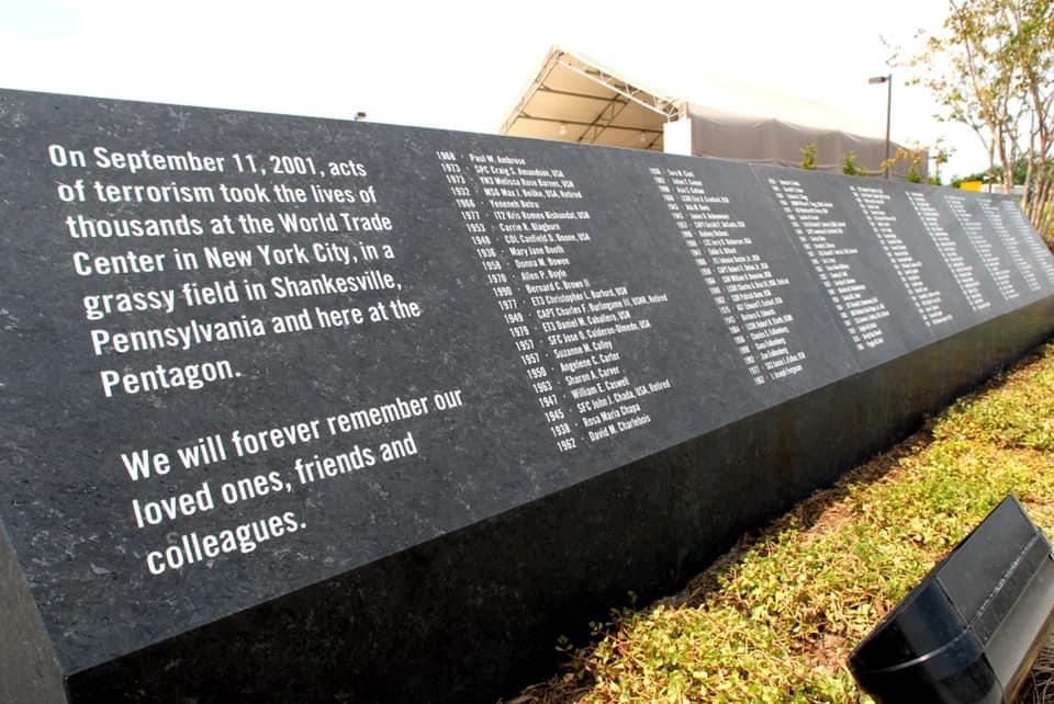 Memorial wall with names on it