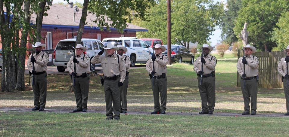 Officers standing at attention