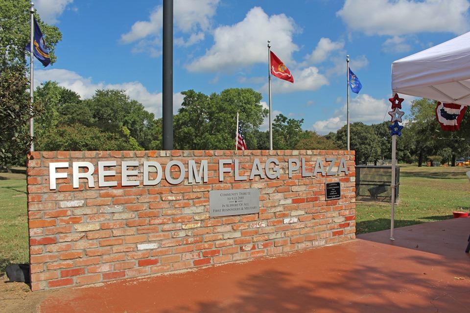 Freedom Flag Plaza sign