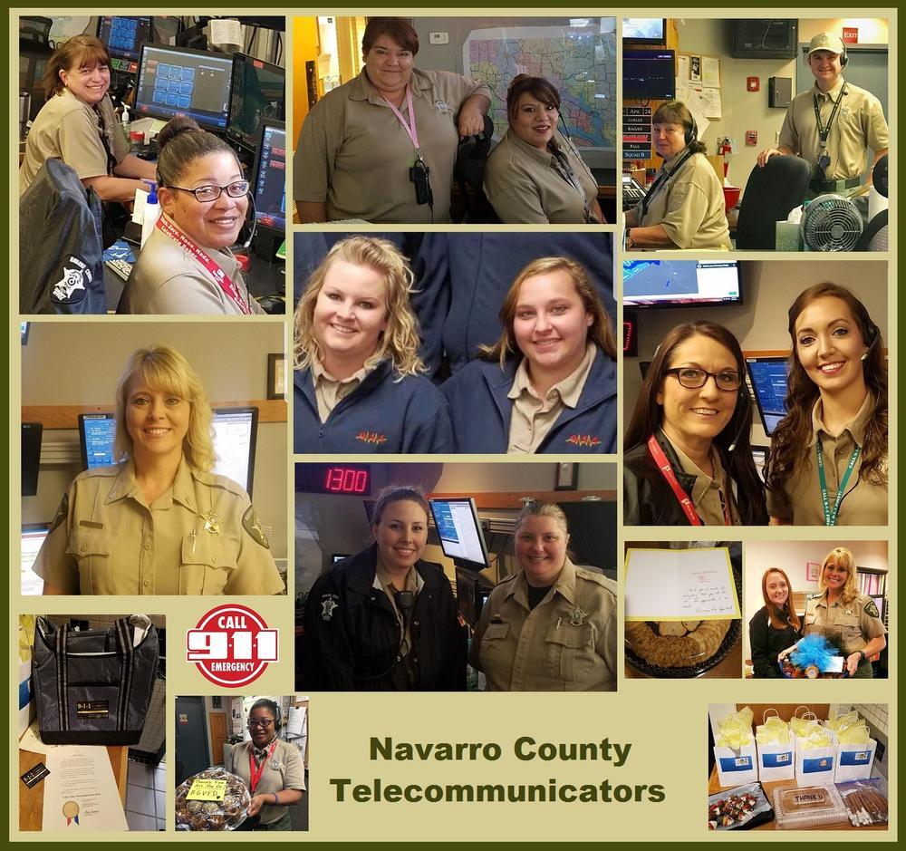 Collage featuring the Navarro County Telecommunicators