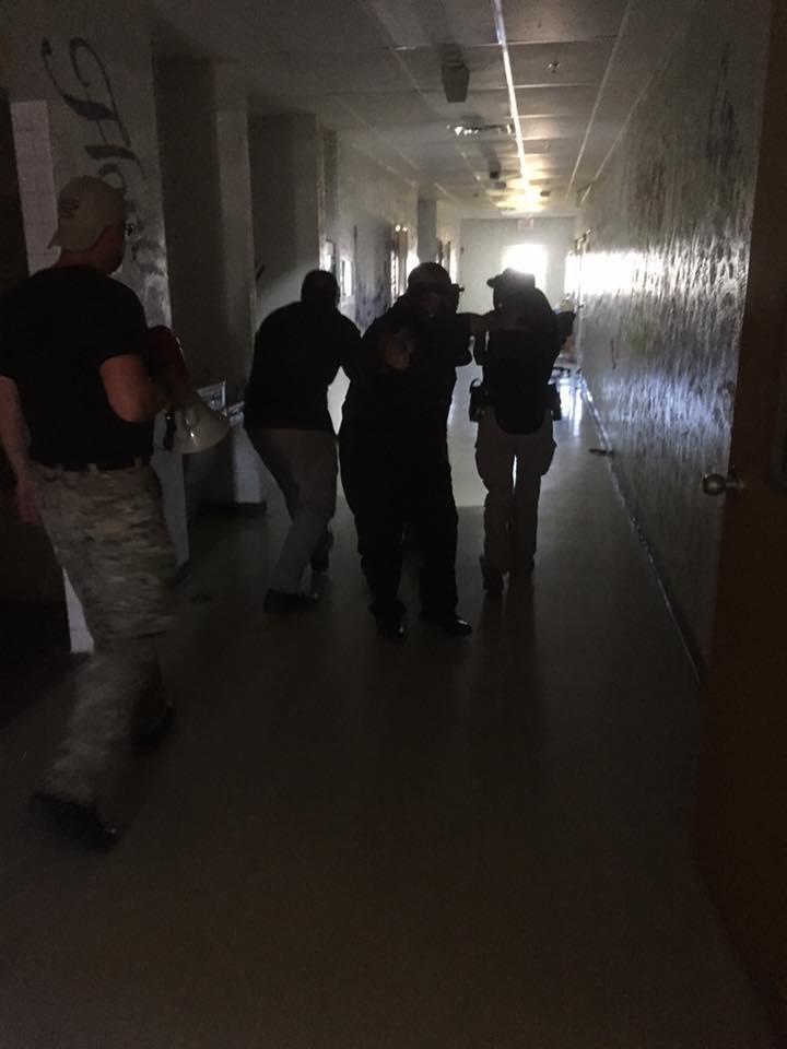 Deputies practicing active school shooter drills in the hallway