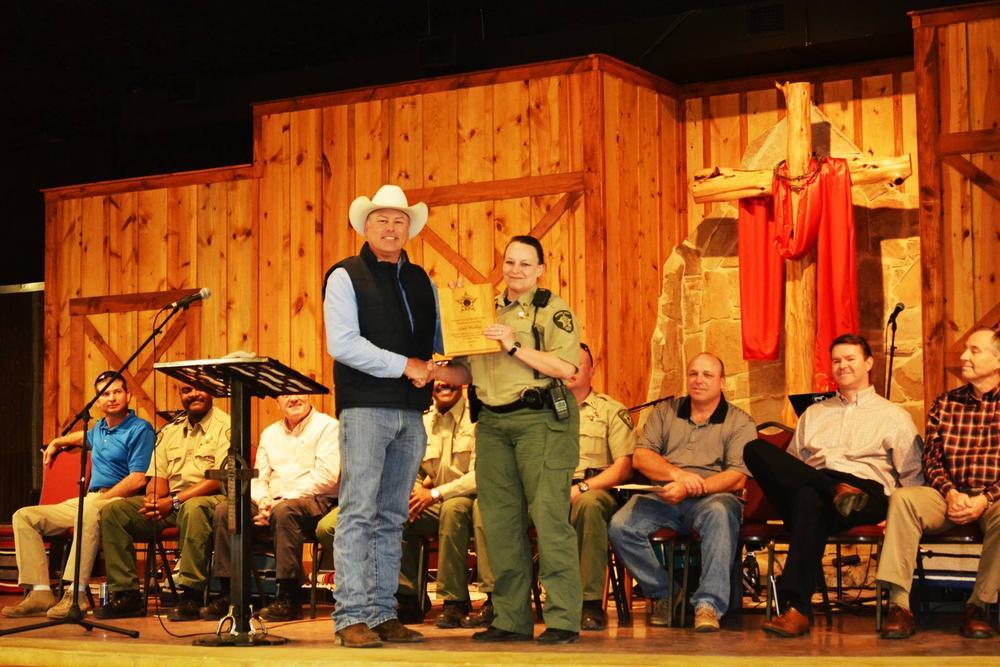 Sergeant Gail Hurley receiving award