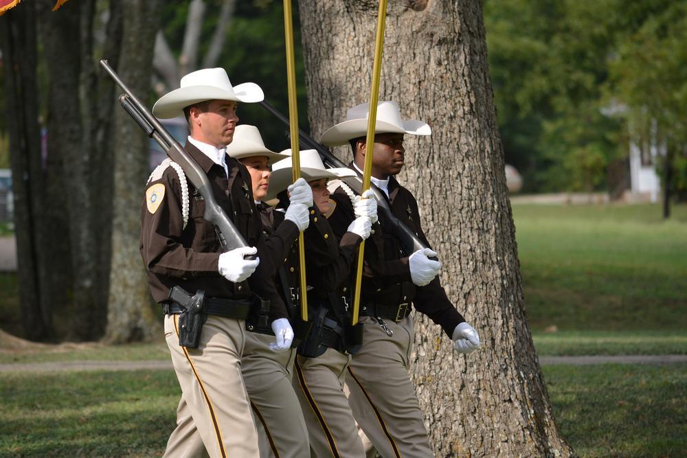 Color Guard marching at Bunert Park