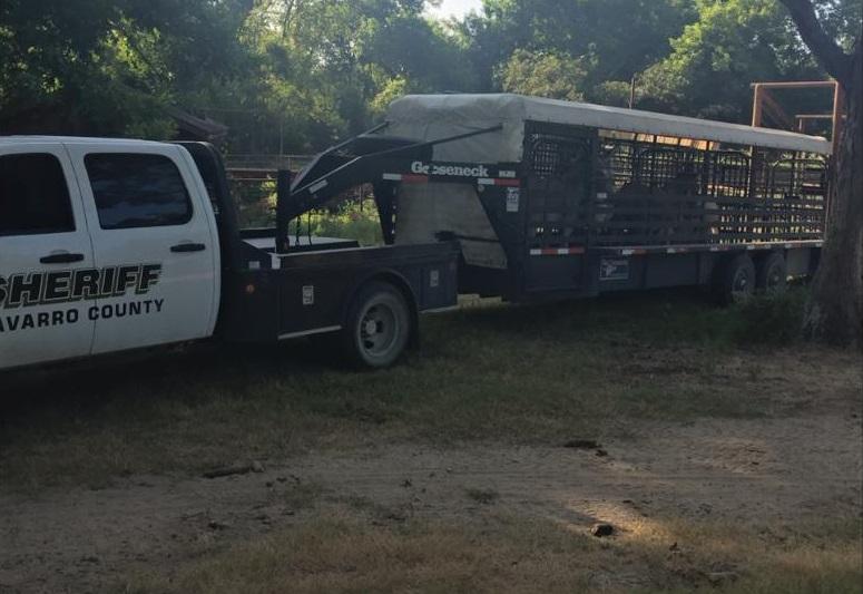 Navarro County Sheriff's vehicle and livestock trailer