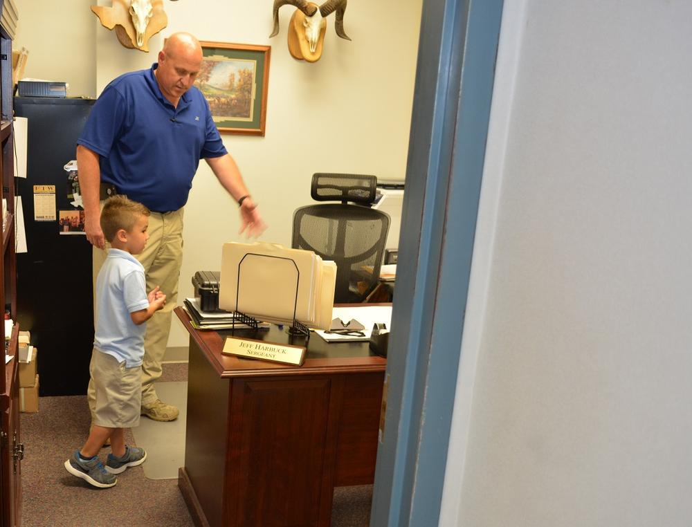 Eli Clagett on a tour of the office
