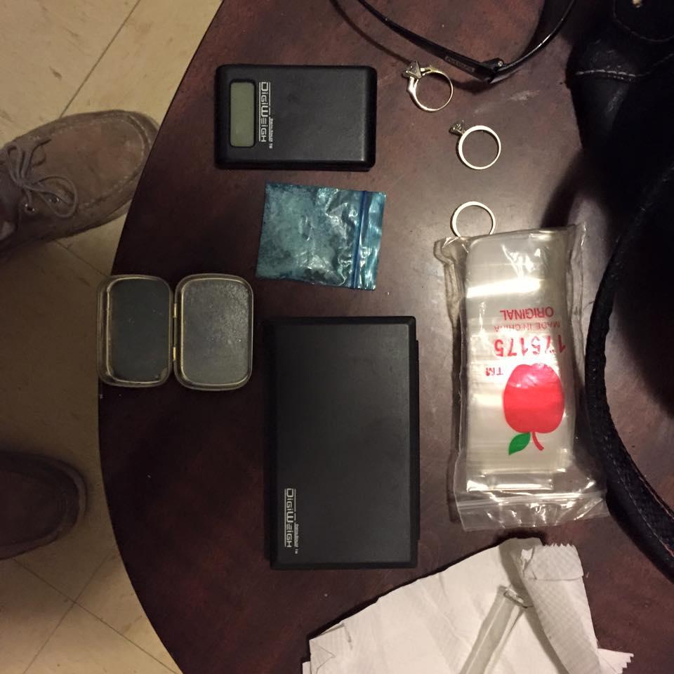 Methamphetamine, digital scales, and baggies that were seized by the NCSO 