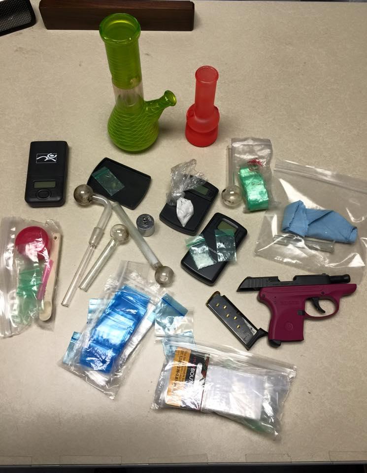 5 grams of methamphetamine, a loaded handgun, digital scales, baggies and paraphernalia