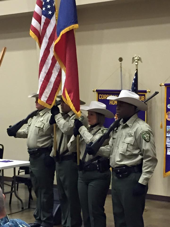 The Navarro County Sheriffs Office proudly posted the colors for the Lions Club area meeting in Corsicana