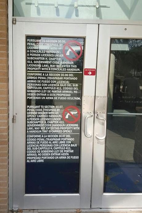 New sign on the double doors at the Justice Center