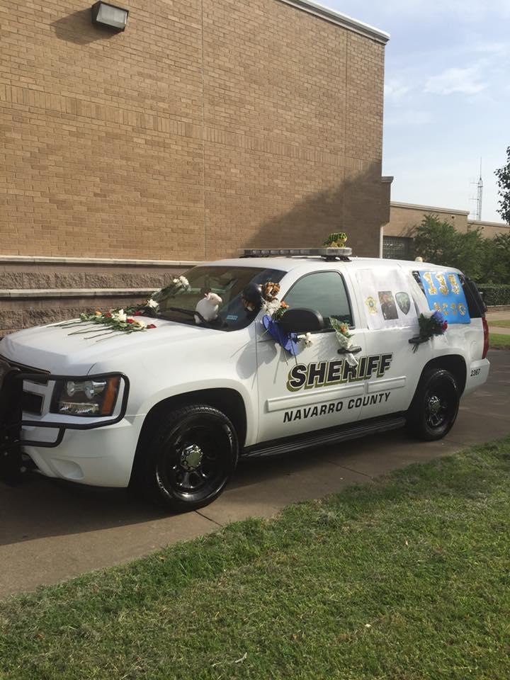 eputy James Murray #135, his patrol unit has been placed out in front of the Navarro County Justice Center to be decorated by family and friends 