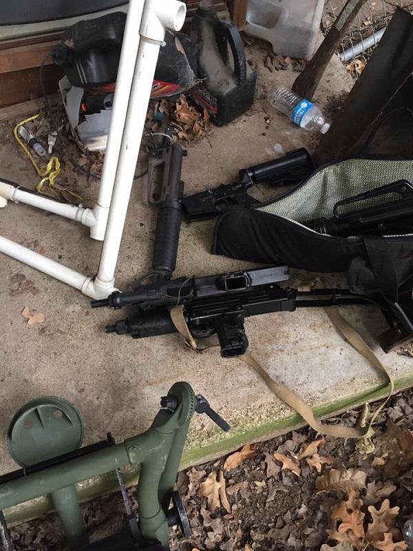 Multiple firearms on the ground 