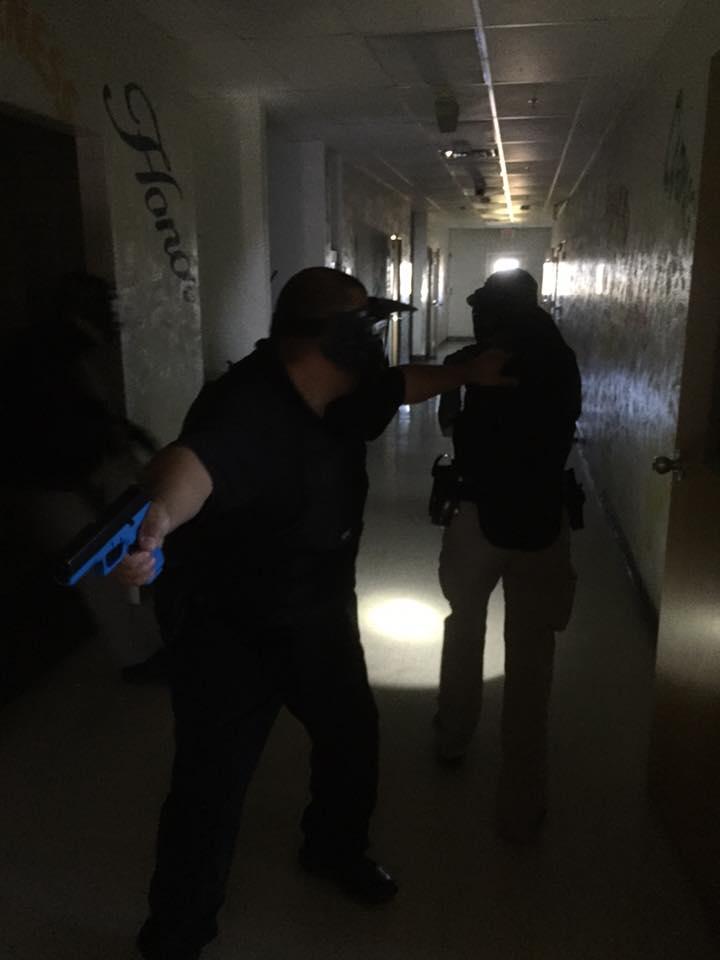 Officers take part in an active shooter class