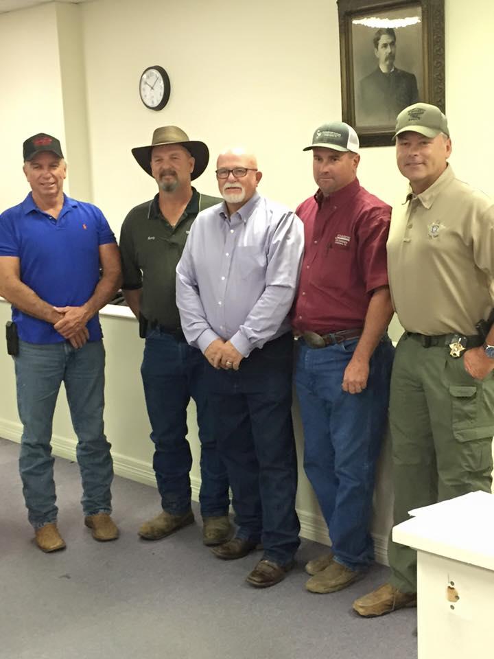 Gary Gober Go-Co Trucking, Kenny Brown of K & S Tire and Towing, Mickey Hillock of Mickeys Exxon and Wendy's, and Tom Johnson of Johnson Oil Company and Sheriff Tanner