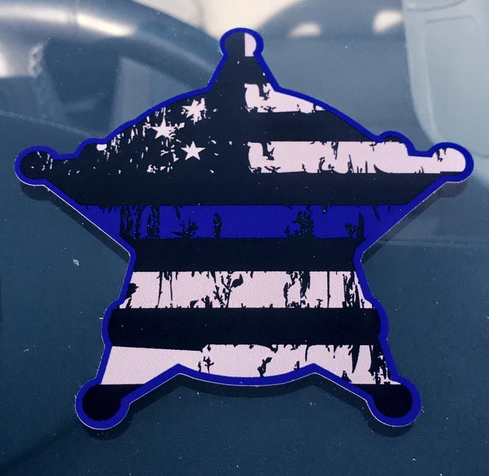 "NCSO Back the Blue" star sticker