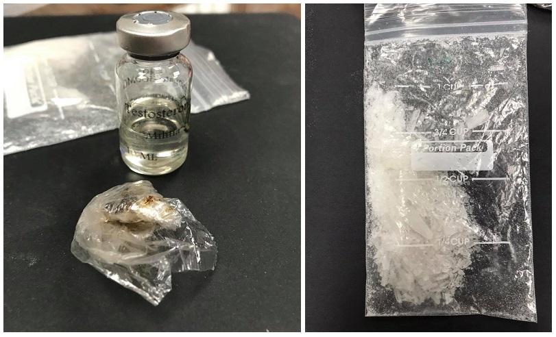 Fifteen grams of methamphetamine, a quantity of black tar heroin and over seventeen grams of suspected steroids.